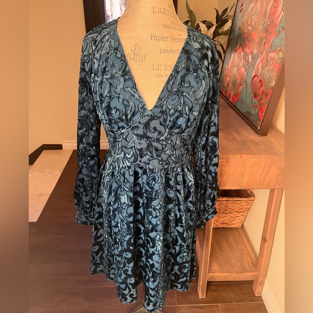 NWT Michael Kors Teal Velvet Dress